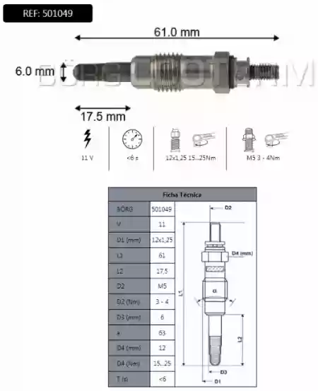 Grejač motora Ford 1.8 dizel-turboddizel 1993-2001 Borg, 105
